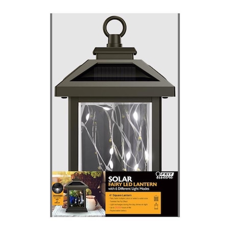 Feit Electric Feit Solar Fixtures 7 in. Solar Power Metal Square Bronze Hanging Pathway Light LAN4SQ/FYSOLV1